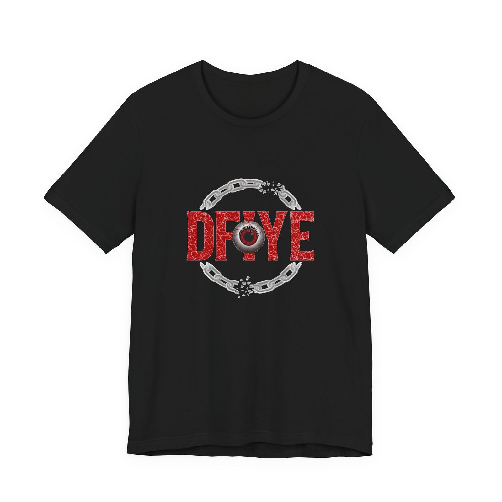 DFIYE 'Limitless' tee in black, front-printed with the gold-and-red DFIYE eye and the Limitless wordmark.