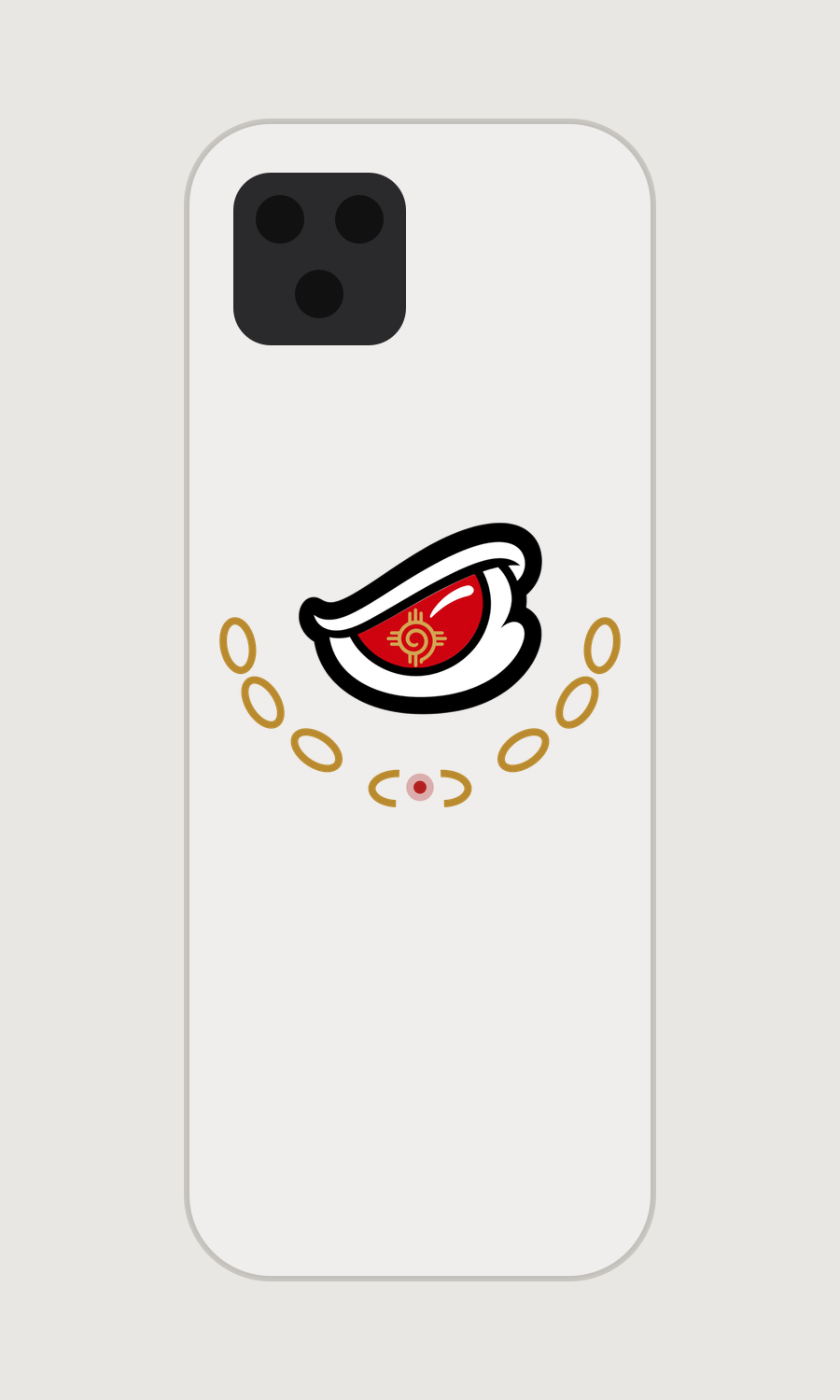 White DFIYE BREAKER Order phone case with the red-and-gold DFIYE eye wrapped in a broken gold chain -- the BREAKER order, Break Every Chain.