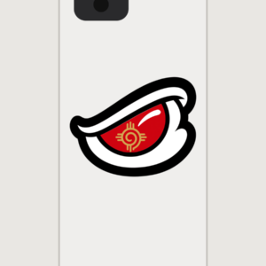 White DFIYE SEER Order phone case with the red-and-gold DFIYE eye emblem and gold Zia-sun pupil -- the SEER order, See No Limits.