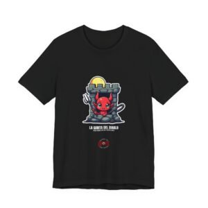 DFIYE La Garita del Diablo, a little red devil in El Morro's stone sentry box under a moon, with the DFIYE logo black tee.