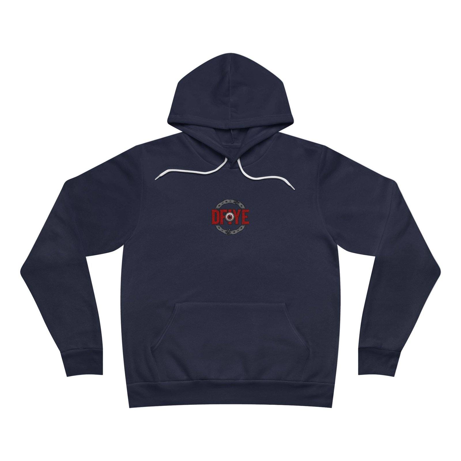DFIYE Boricua Sol de Borinquen Hoodie: logo on the chest; back shows a coqui on a gold Taino sun breaking a chain with DFIYE.