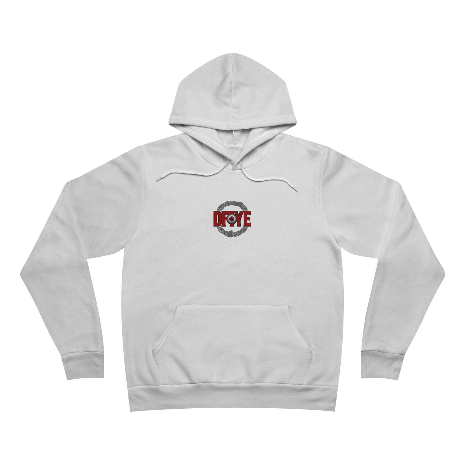 DFIYE Boricua Sol de Borinquen Hoodie: logo on the chest; back shows a coqui on a gold Taino sun breaking a chain with DFIYE.